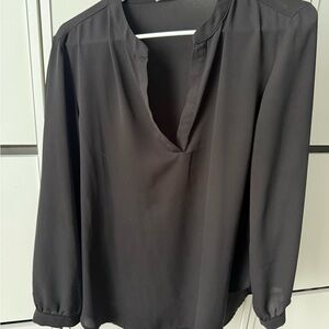 Gray Relaxed Blouse with Mandarin Collar